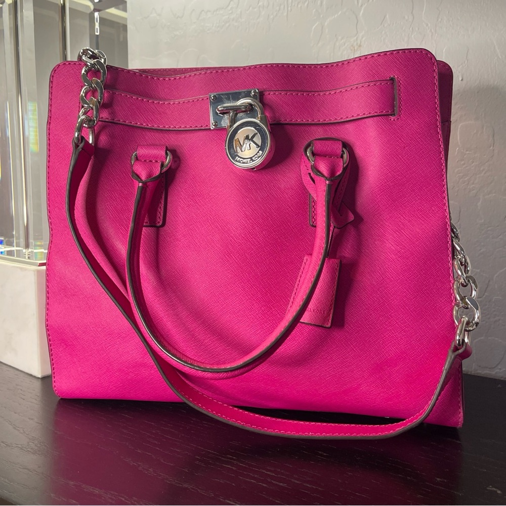 Michael Kors Fuchsia Tote with Silver Accents